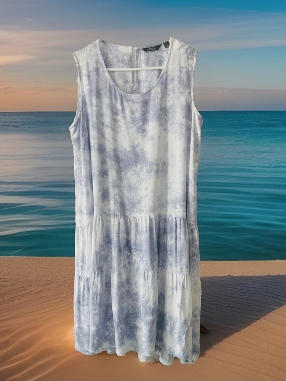 Mlle Gabrielle Women’s Summer Tank Dress Lavender/White Sleeveless XL